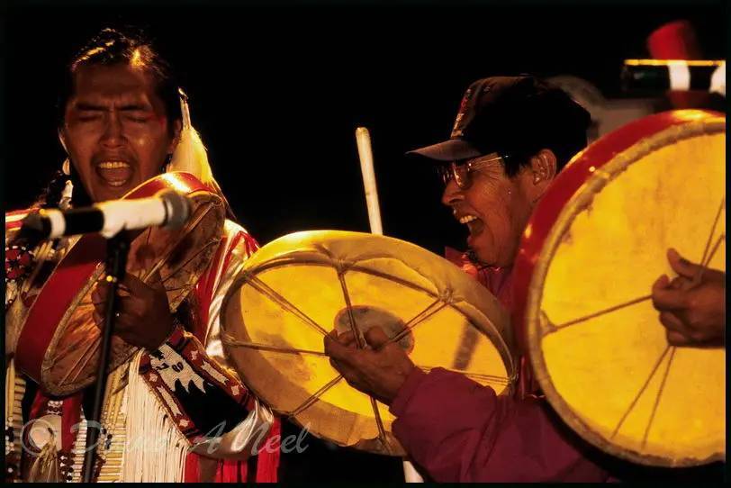Native American hand drum singers.