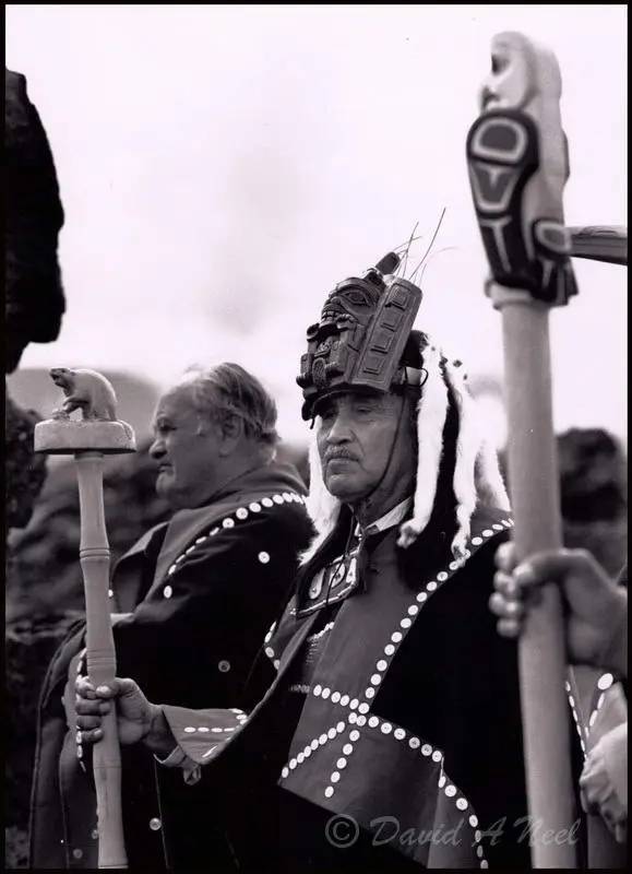 Niss'ga chiefs at a ceremony in the Nass Valley, BC.