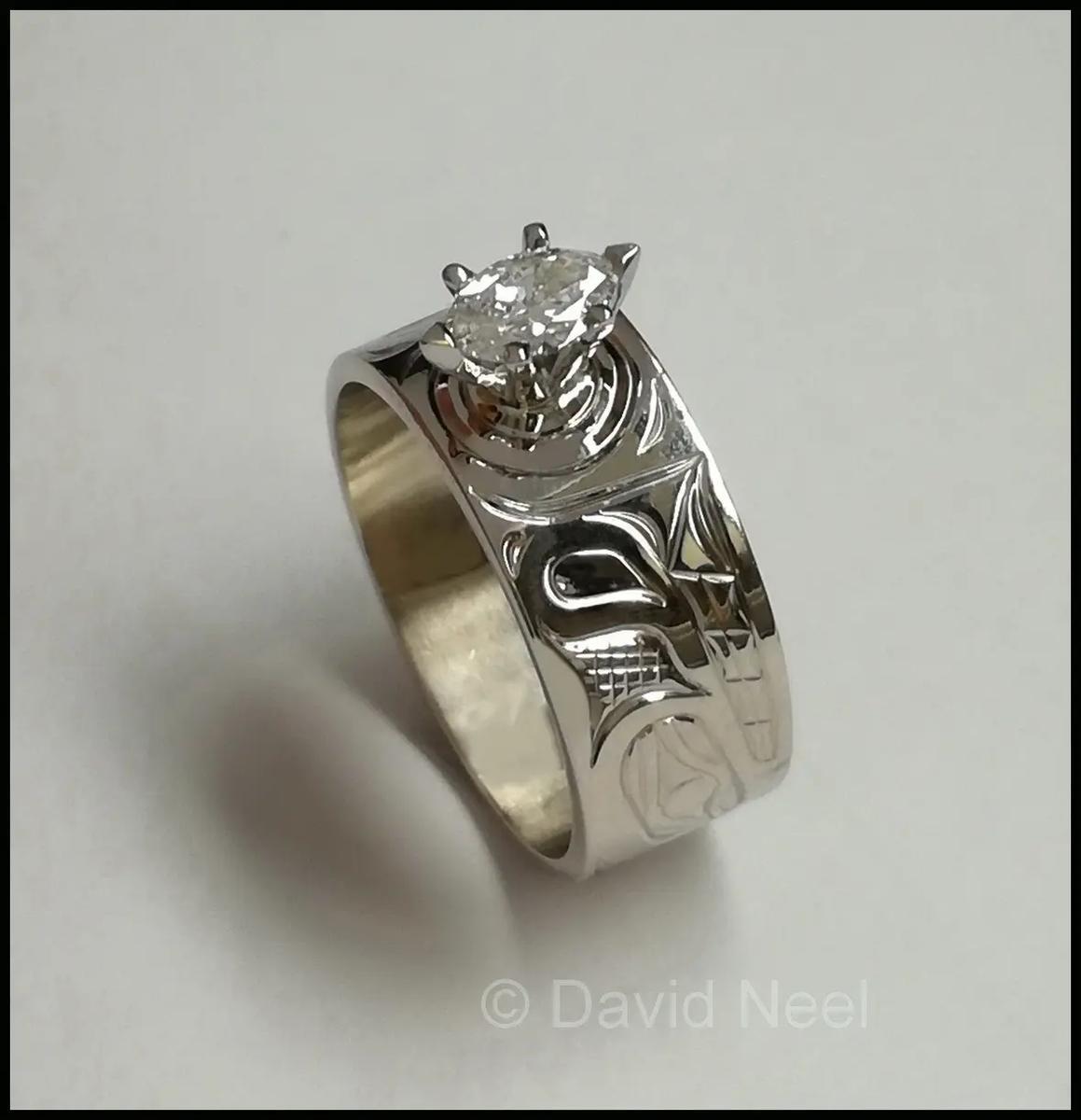Wolf Ring - White Gold & Diamond