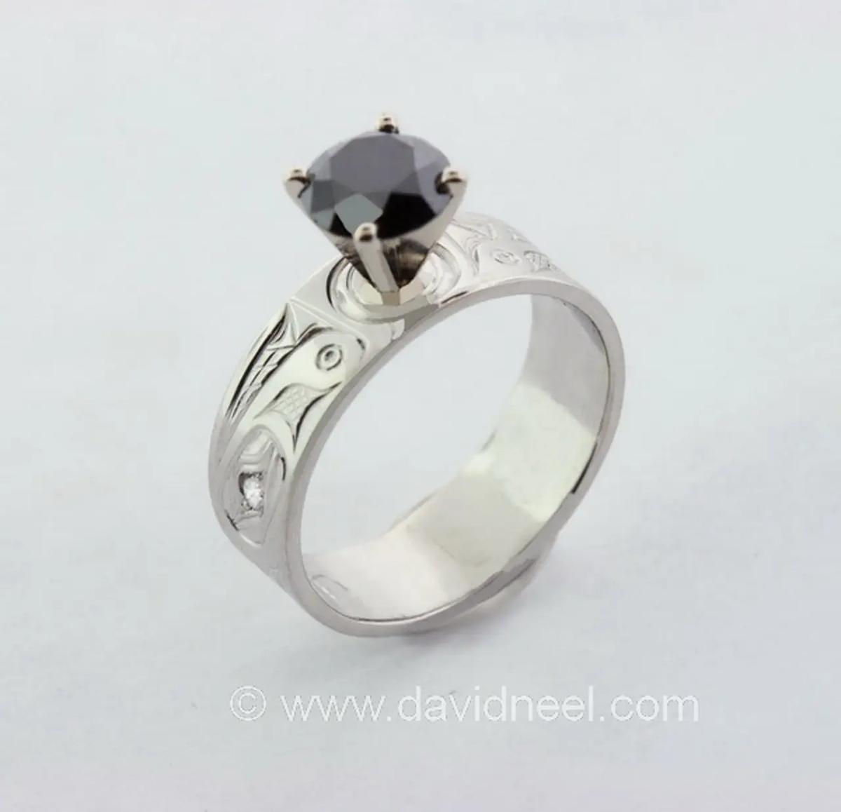 Bear Ring, Platinum & Black Diamond