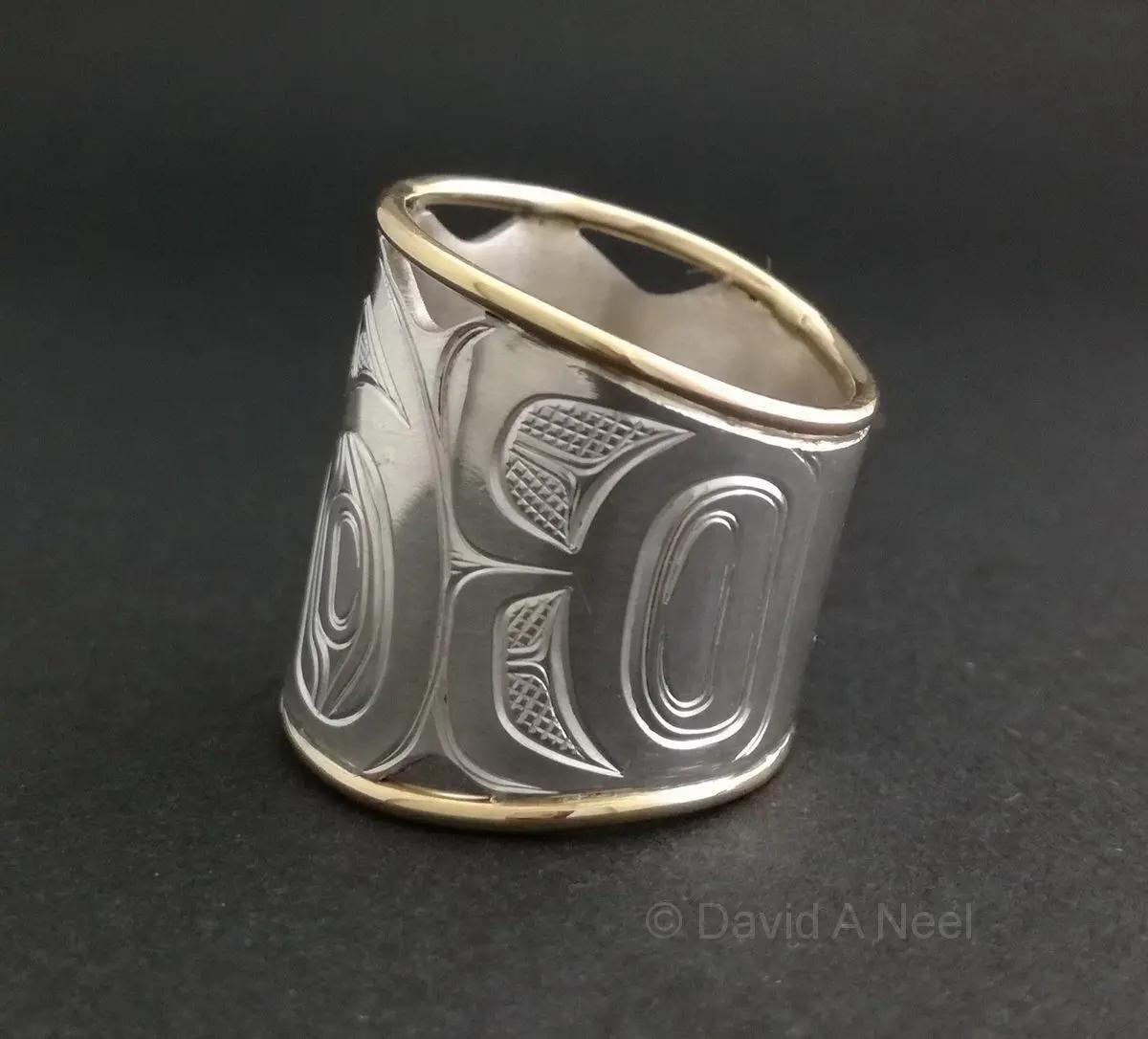 Eagle Wide Silver & Gold Ring