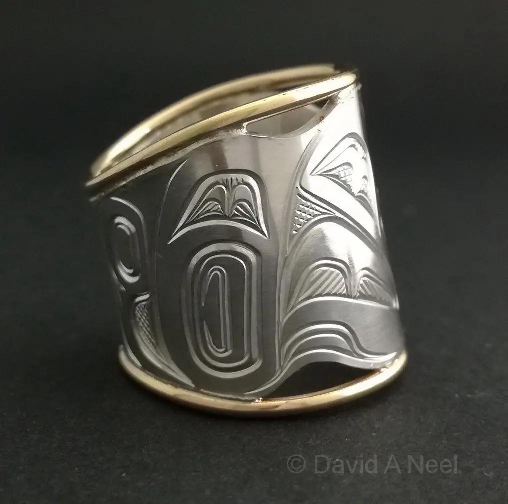 Raven Wide silver & Gold Ring