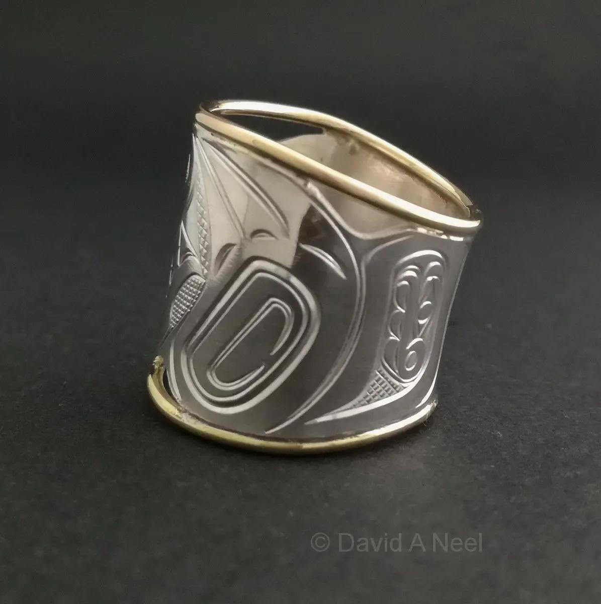 Bear Silver and Gold Ring