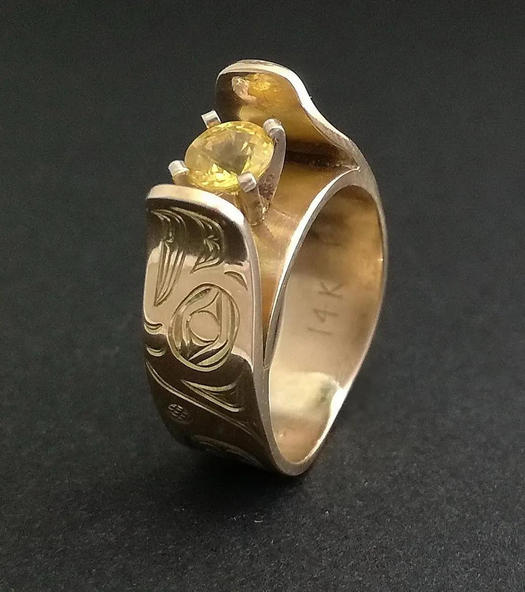 Eagle Gold & Sapphire Ring