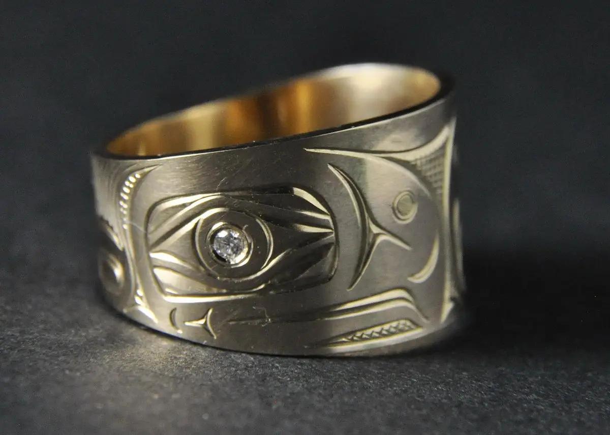 Salmon Wide Gold Ring