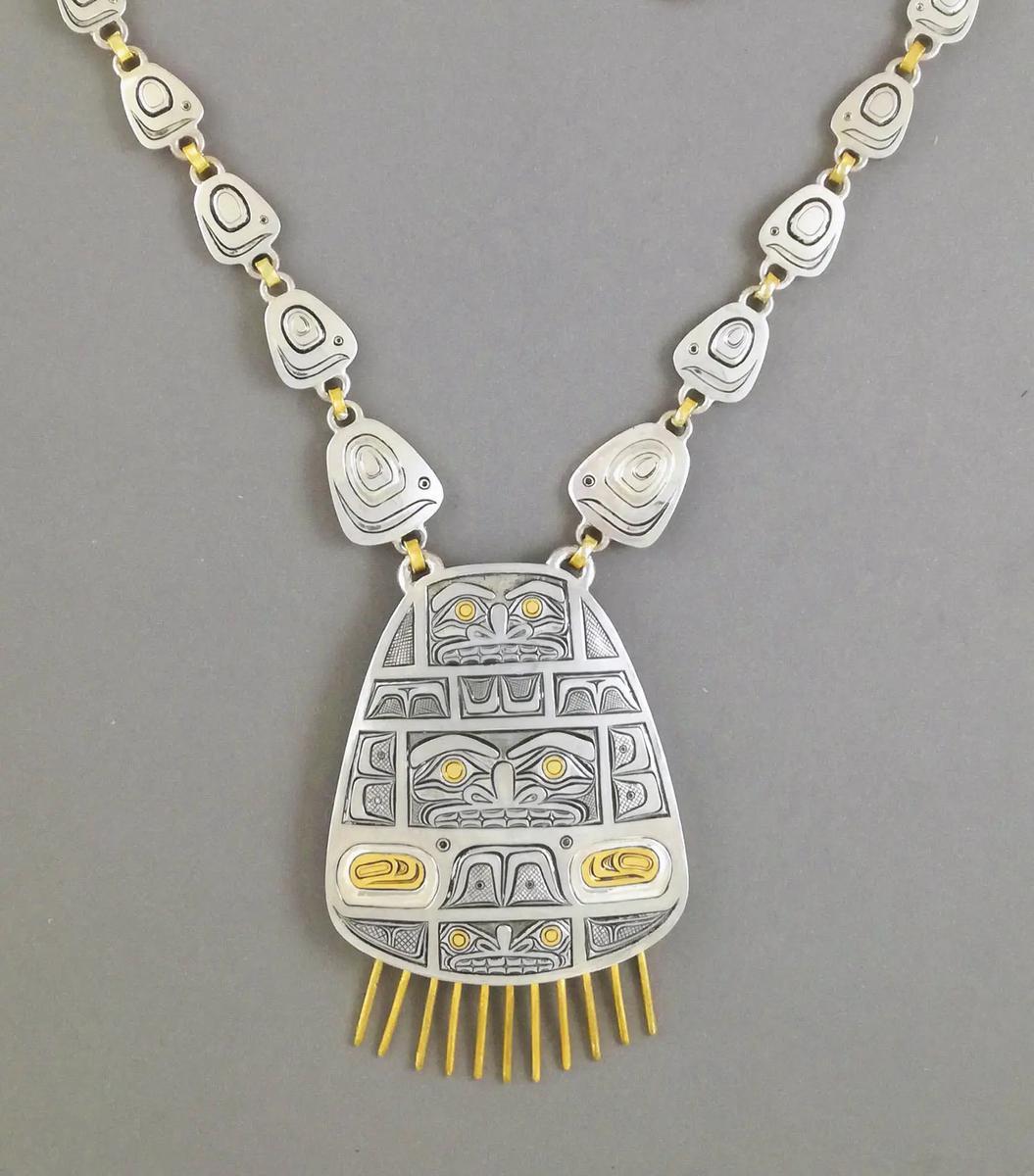 Chilkat Pendant, Silver & Gold