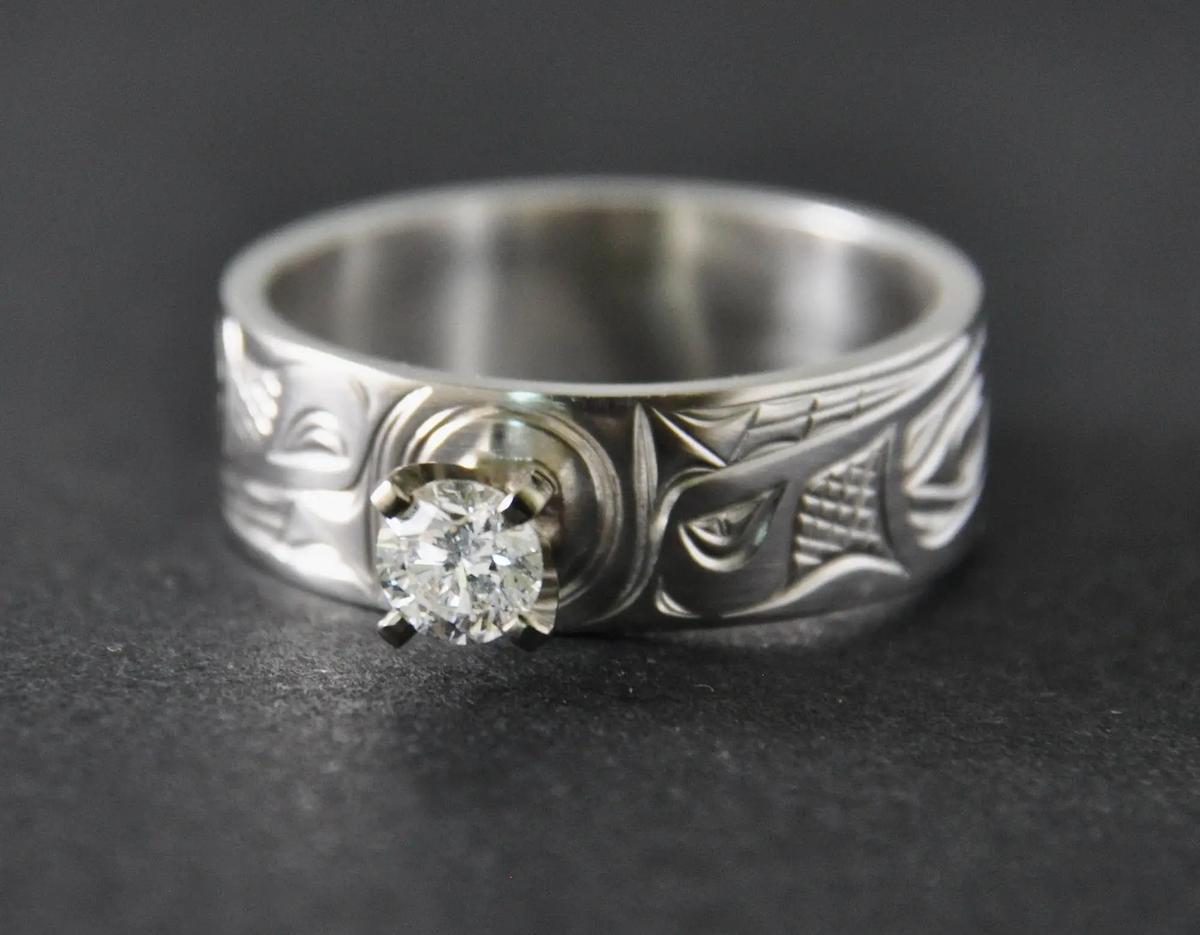 Wolf Diamond & Silver Ring