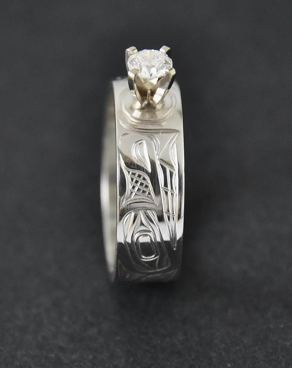 Wolf Diamond & Silver Ring
