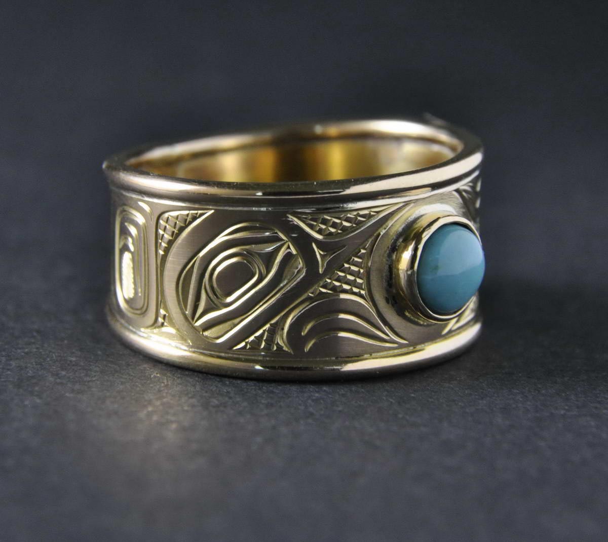 Hummingbird Gold & Turquoise Ring