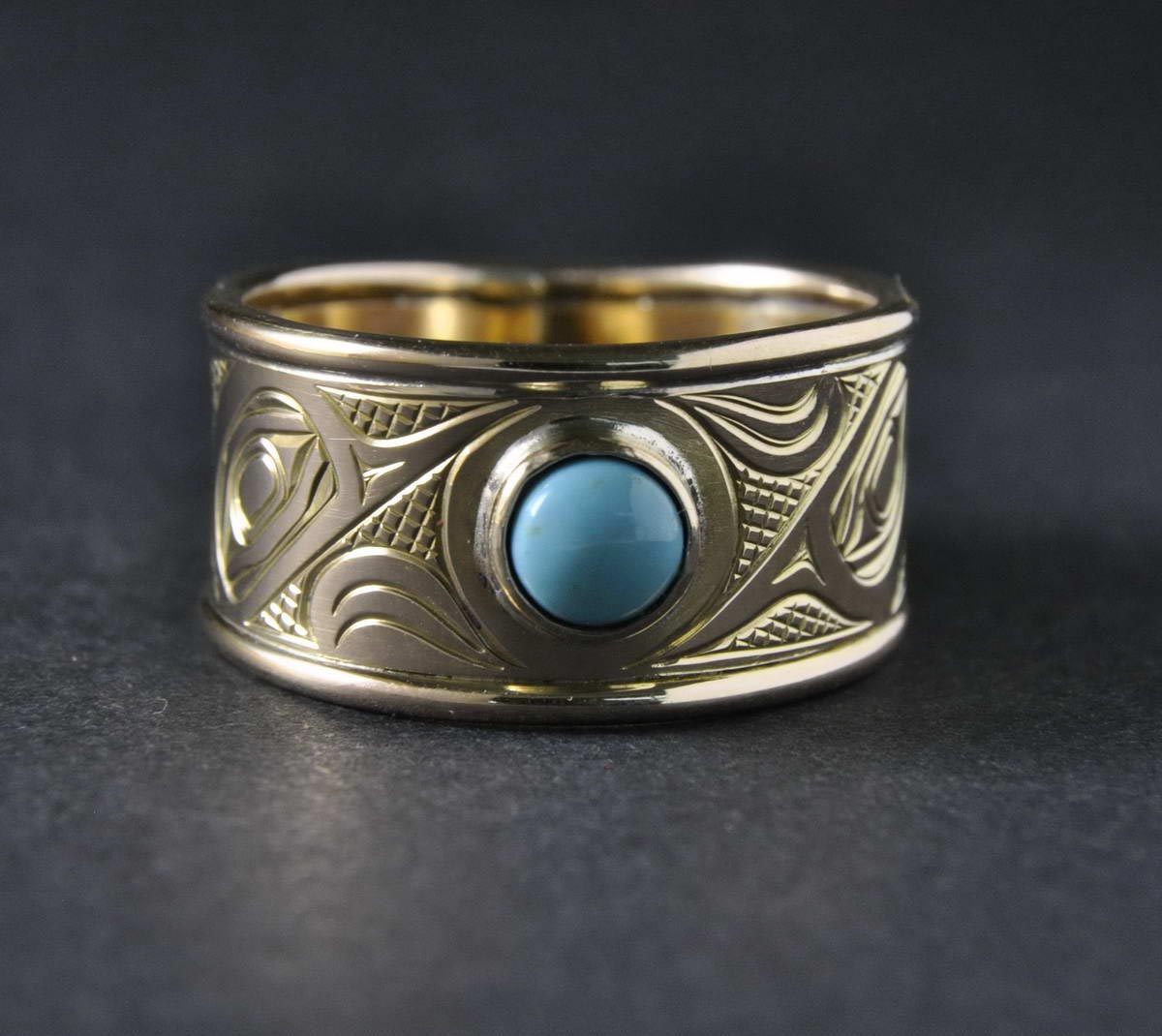 Hummingbird Gold & Turquoise Ring