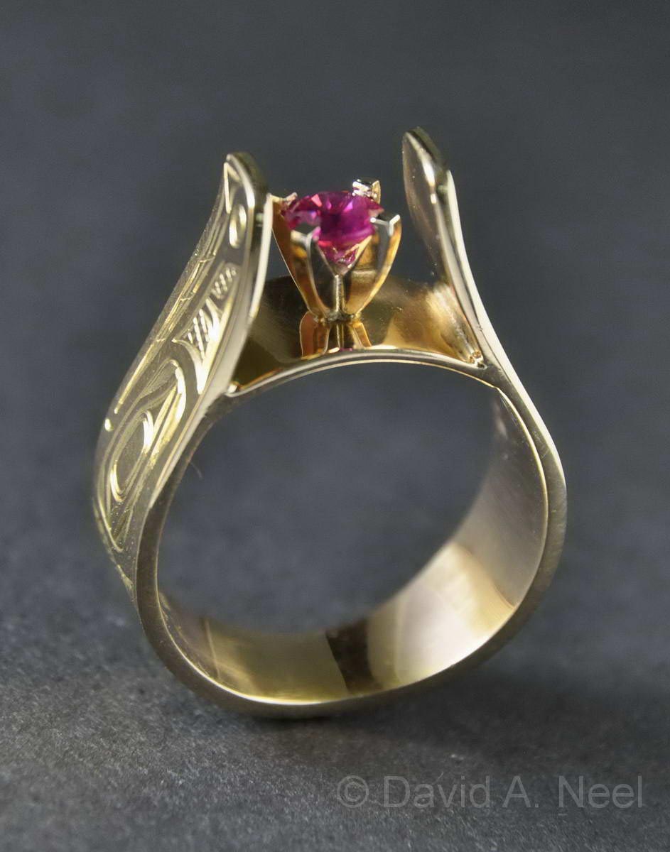 Bear Gold & Ruby Ring