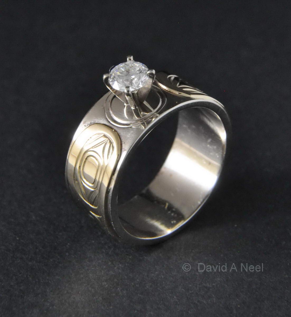 Hummingbird Ring - Silver, Gold & Diamond