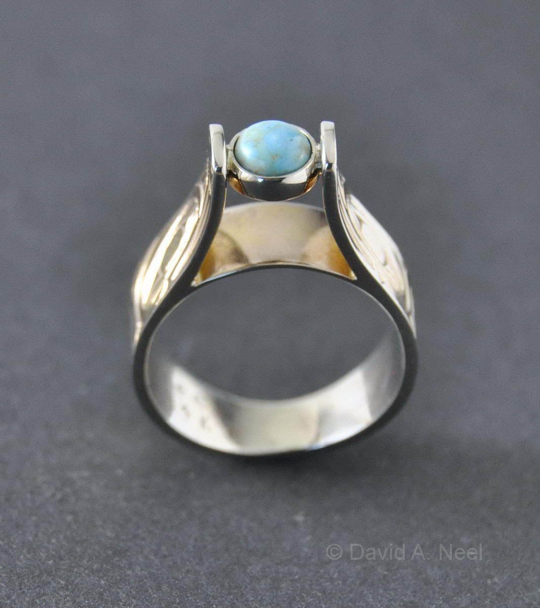 Eagle White Gold & Turquoise Ring