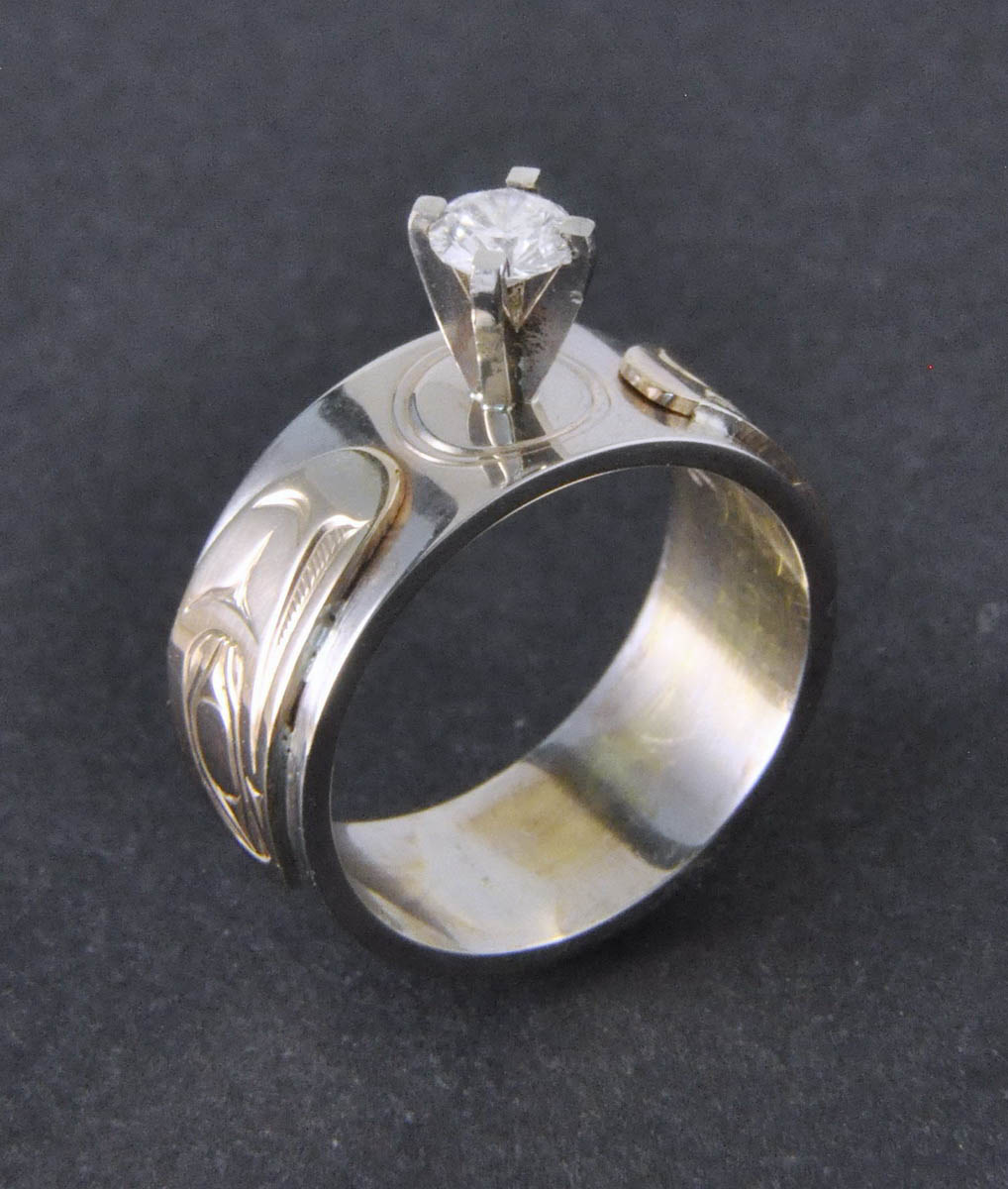 Salmon Ring - Silver, Gold & Diamond