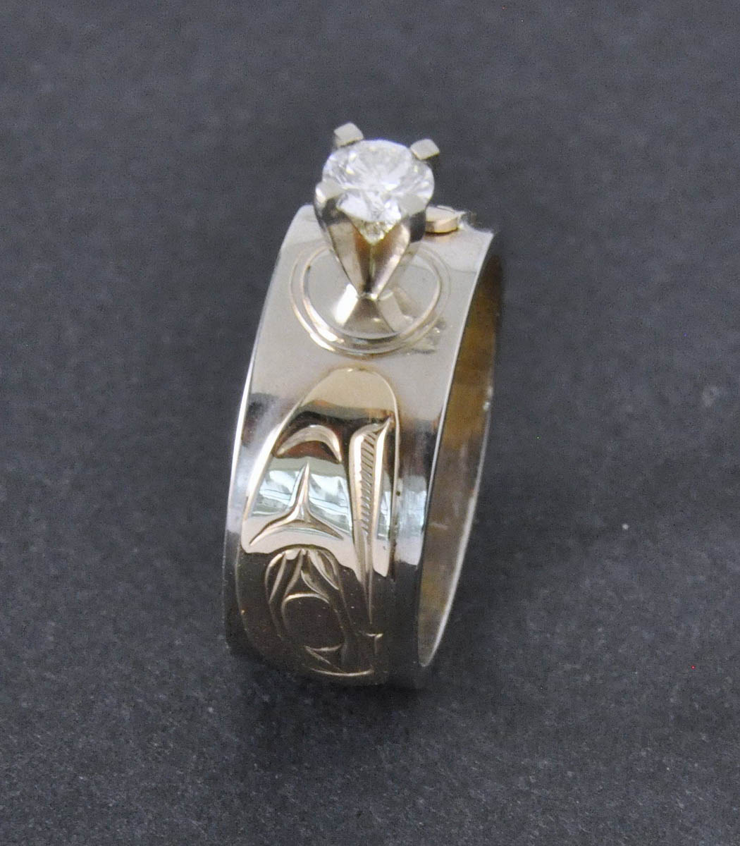 Salmon Ring - Silver, Gold & Diamond