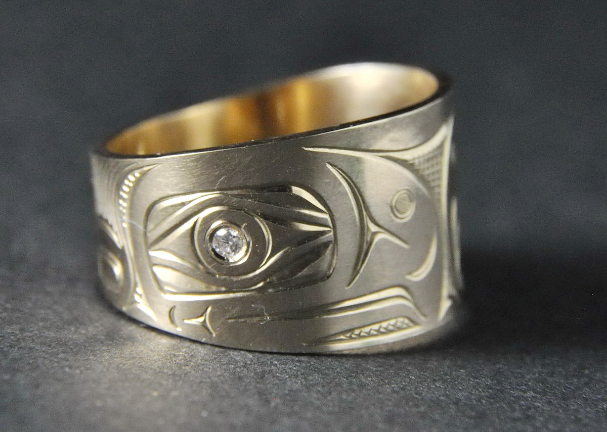 Salmon Gold Ring Wide