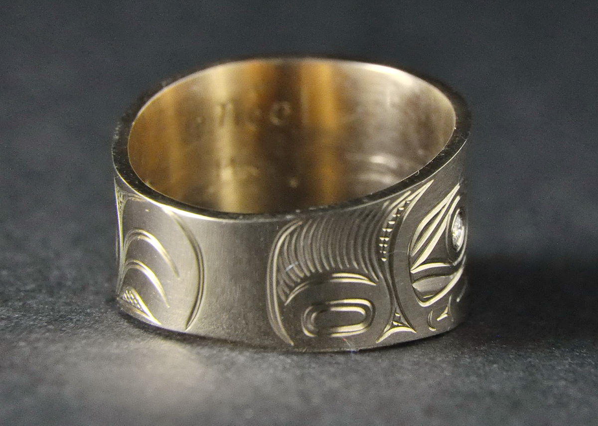 Salmon Gold Ring Wide